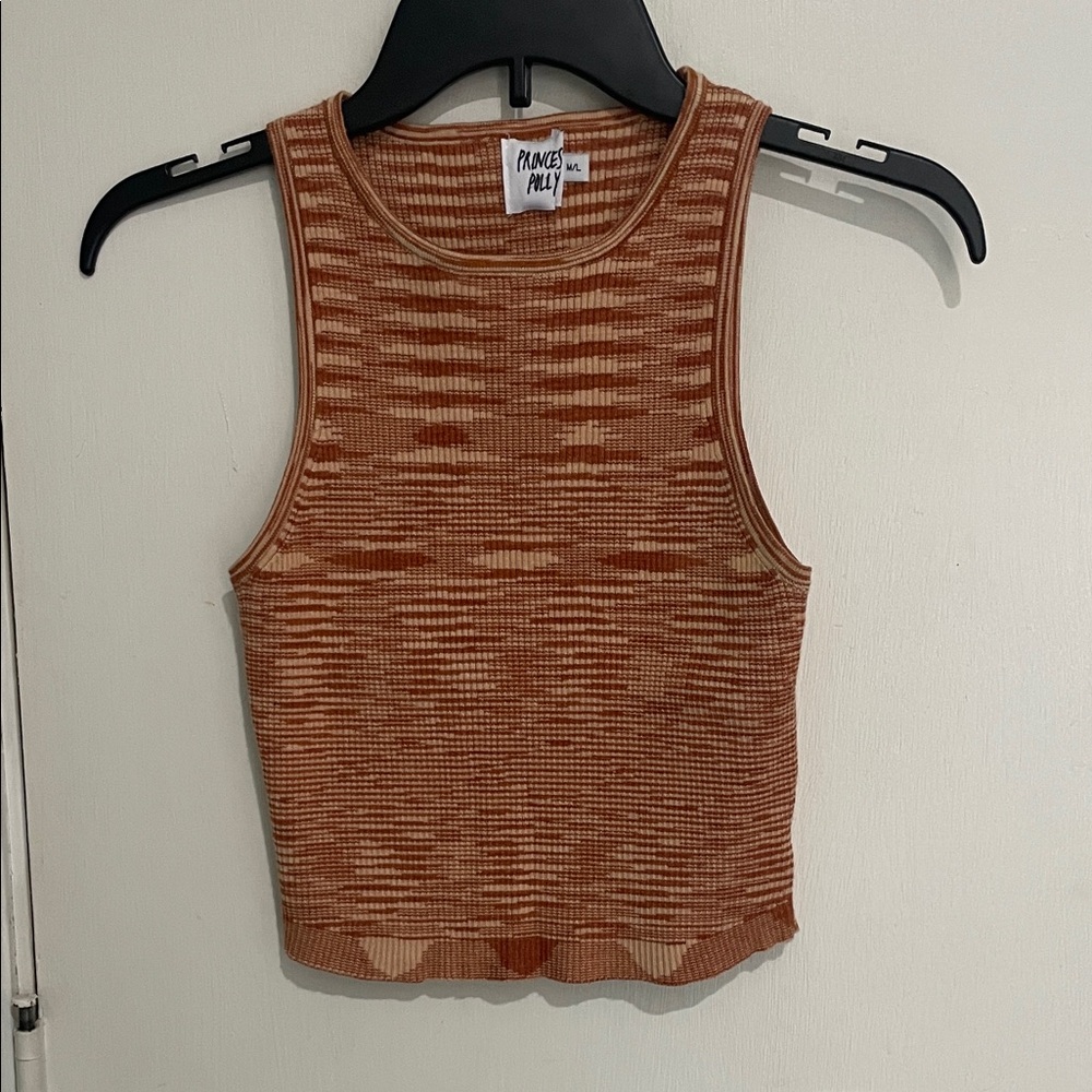 Princess Polly Tan Knit crop Tank Top